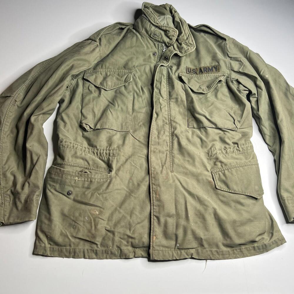 60s Vintage‎ US Army M-65 Field Jacket OG-107 Military Vietnam Era Zipper Conmar